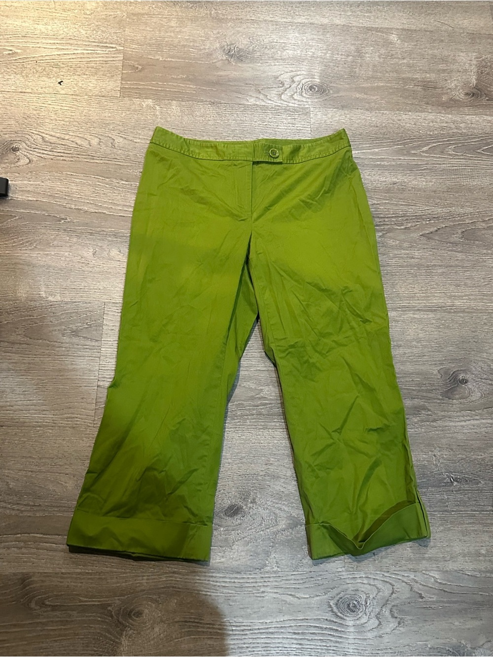 Ann Taylor Petite Green Capri Pants Cropped Straight Leg Size 8P